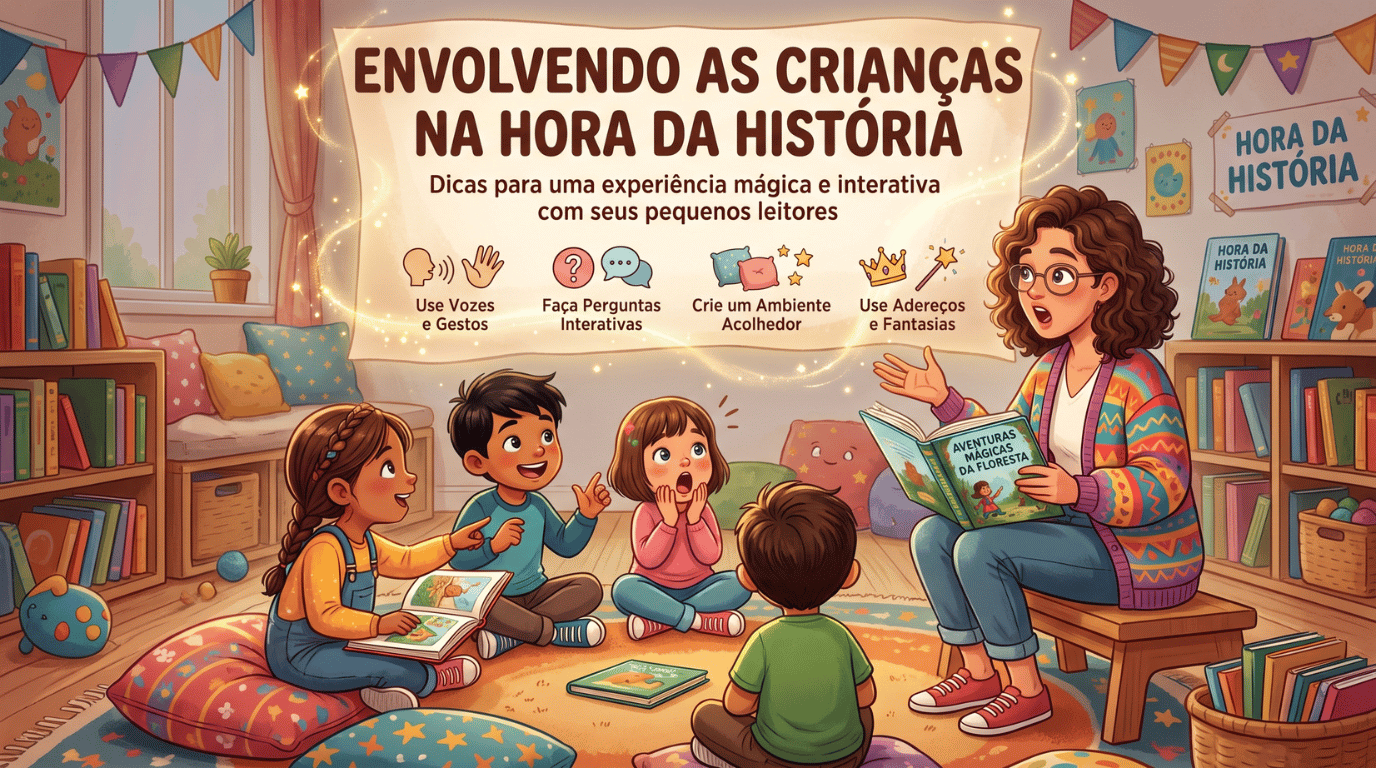 Banner com Dicas de Como Envolver as Crianças na Hora da História